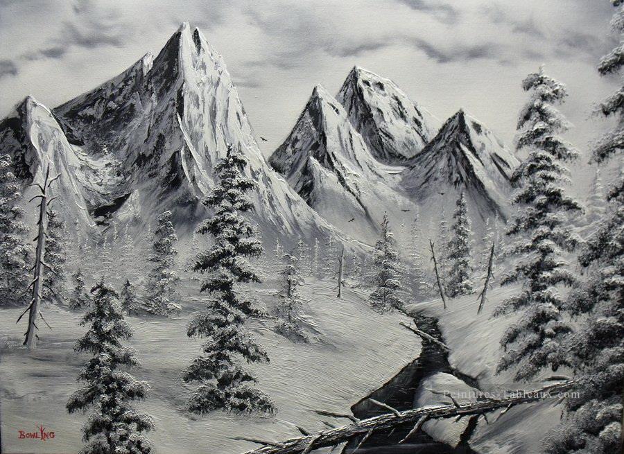 Noire et blanche hiver Peintures à l'huile